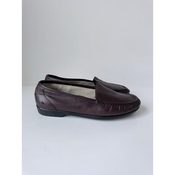 SAS Genuine Handsewn Leather Loafers Burgundy Penny Slip On Shoes Size 12 W - Picture 6 of 10